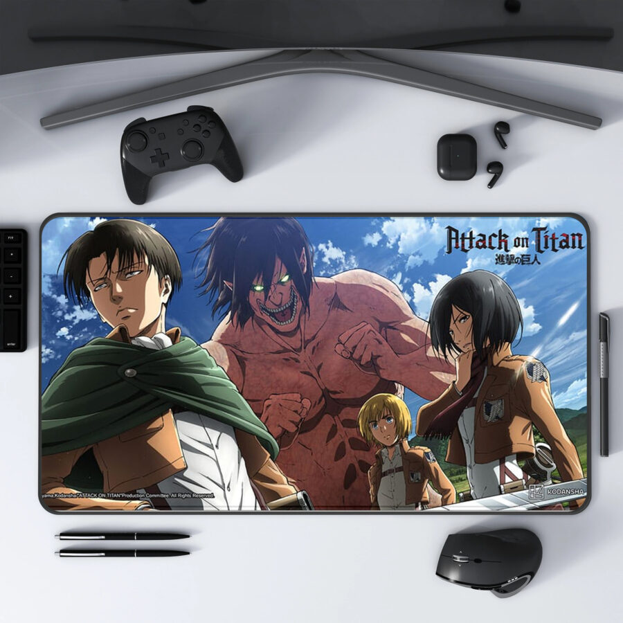 Attack on Titan XXL Hiirematt Eren, Mikasa, Armin, Levi 80 x 40 cm