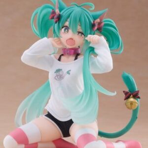 [EELTELLIMUS] Hatsune Miku PVC Statue Desktop Cute Figure Hatsune Miku Cat Ear T-Shirt Ver. 13 cm